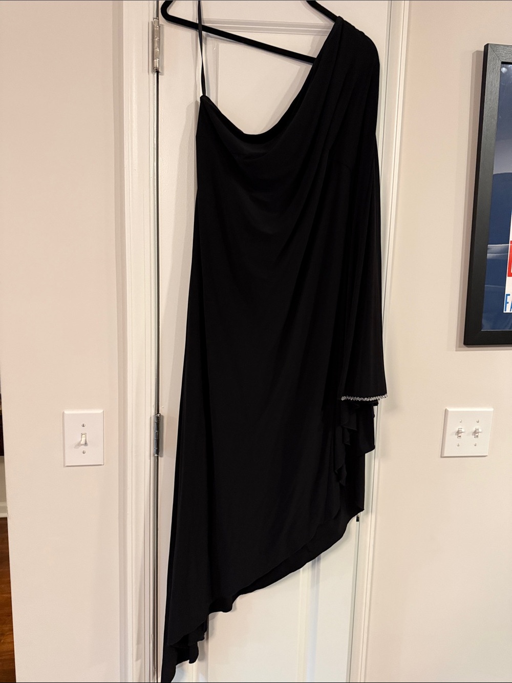 Mac Duggal Black One-Shoulder Draped Asymmetric Gown